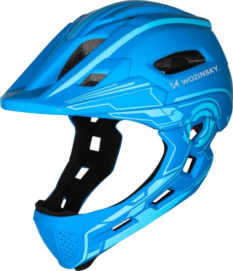 Wozinsky Fullface Barnehjelm med USB-baklys - 52-56cm - Bl??