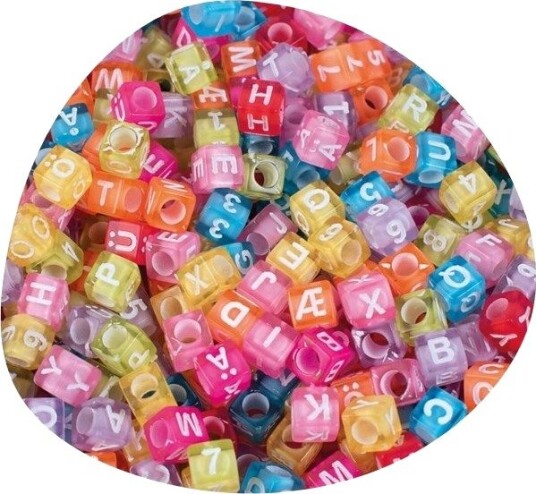 Bokstavperler Terning Transparent 50 Gram Smykkeperler 6x6mm