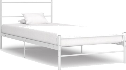  Sengeramme hvit metall 90x200 cm