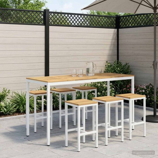 vidaXL Hagebarbord NAARDEN Hvit 196 x 80,5 x 105 cm Solid akasietre vidaXL Hagebarbord NAARDEN Hvit 196 x 80,5 x 105 cm Solid akasietre