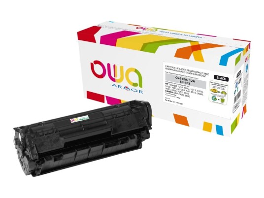 Owa - Svart - Kompatibel - Gjenfabrikert - Tonerpatron Alternativ For: Hp Q2612a - For Hp Laserjet 1010 1012 1015 1018 1020 1022 3015 3020 3030 3050 3052 3055 M1005