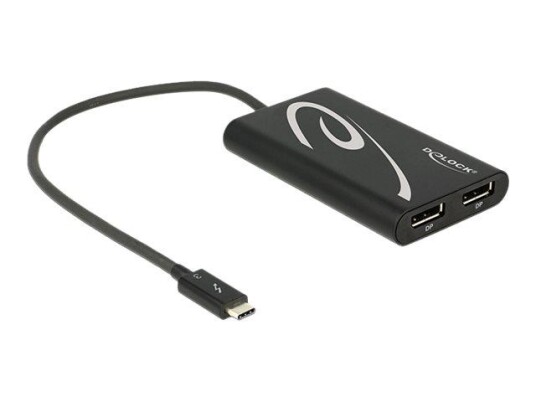 Delock 2x DisplayPort Videoadapter - 4K 60 Hz - USB-C Svart