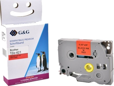 G&G 17085 Svart På Rødt Kontinuerlig Etikett Tze Grå Brother Brother Ptouch 1000 Brother Ptouch 1010 Brother Ptouch 1280 Brother Ptouch 1750 Brother Ptouch 18R...