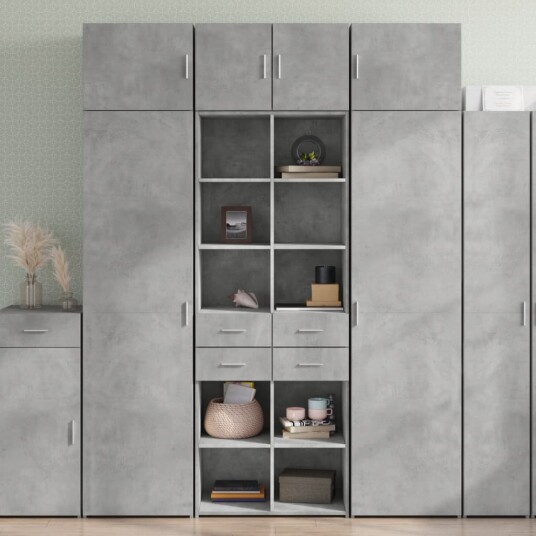 Highboard betonggrå 70x42,5x185 cm konstruert tre 8721102655548