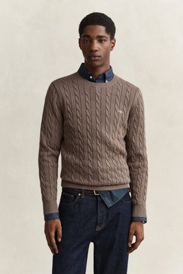 Gant Classic Cable Knit Sweater Brown L