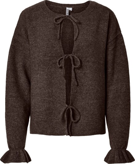 Pieces Pcsally Rev Frill Cardigan Knit Noos Bc HOT FUDGE XS