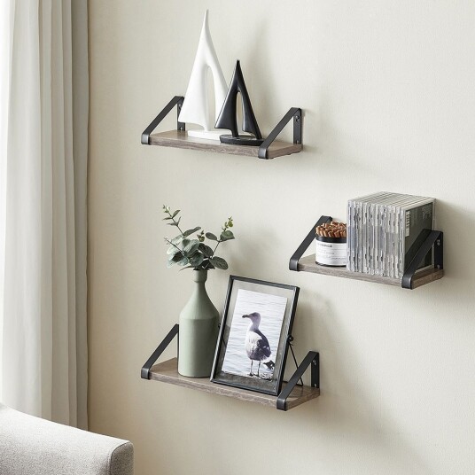 Vendbar vegghylle 40 cm 3 pk Grå/Svart