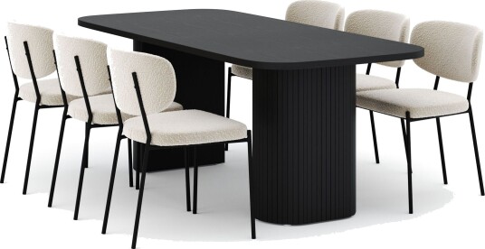 Kopparbo Spisebord 200 cm med 6 Gemmiano Stoler - Svart