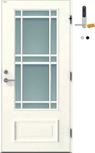 Ytterdør Diplomat Estelle Klart Glass Hvit med Yale Doorman Classic Home