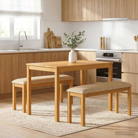vidaXL Spisebenk 95 x 32 x 45 cm Massivt Eiketre Beige vidaXL Spisebenk 95 x 32 x 45 cm Massivt Eiketre Beige