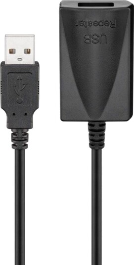 Goobay 5m Aktiv USB 2.0 Forlengelseskabel Svart A-Hunn til A-Hann