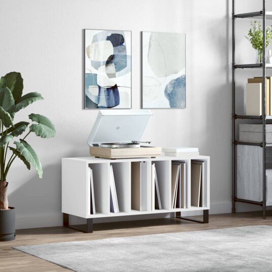 Hifi benk hvit 100x38x48 cm konstruert tre