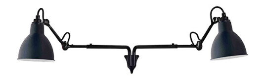 Lampe Gras N203 Vegglampe Double Matt Sort & Matt Blå