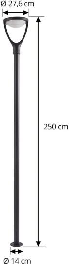 Lucande LED-utelampe Filor svart aluminium 250 cm
