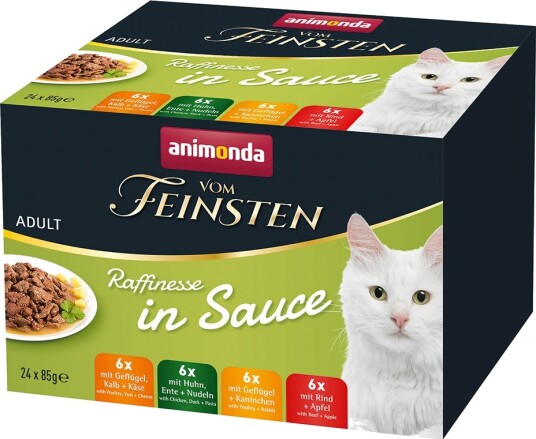 Animonda Vom Feinsten Adult Raffinesse Våtfôr Blandet Pakke 1 i Saus 4 Varianter 48x85g