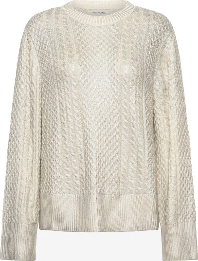 Malina Lune Cable Knitted Meatallic Sweater - SILVER - S