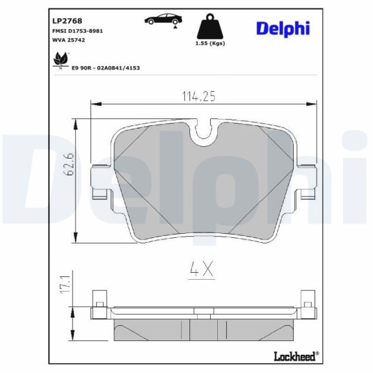 Bremseklosser sett DELPHI LP2768