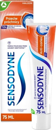 Sensodyne Anti-Caries Tannkrem Daglig beskyttelse mot ising og hull i tennene 75 ml. Sensodyne Anti-Caries Tannkrem Daglig beskyttelse mot ising og hull i tennene 75 ml.