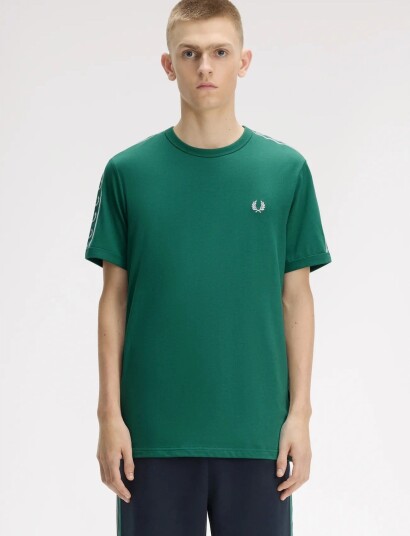 Fred Perry Contrast Tape Ringer Tee Green M Fred Perry Contrast Tape Ringer Tee Green M