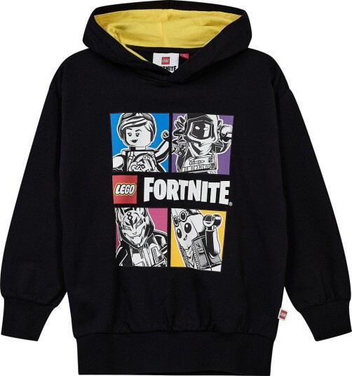 LEGO® Fortnite Hettegenser   LWSian 700   Svart m. Trykk   LEGO® Wear   5 år (110)   Hettegenser Gul