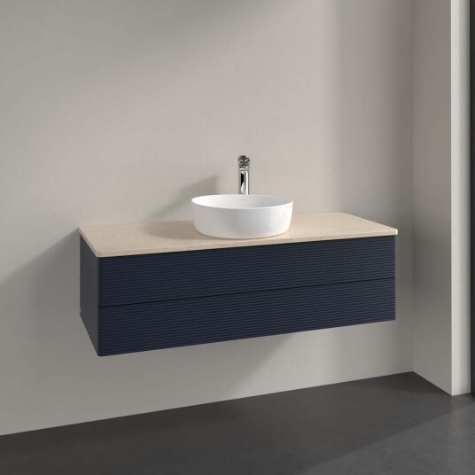 Villeroy & Boch Antao Servantskap med 2 skuffer 120x50x36 cm m/lys Blå Matt/Crème Villeroy & Boch Antao Servantskap med 2 skuffer 120x50x36 cm m/lys Blå Matt/Crème