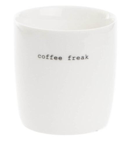 Sögne Home Krus mini coffee freak 10 cl hvit