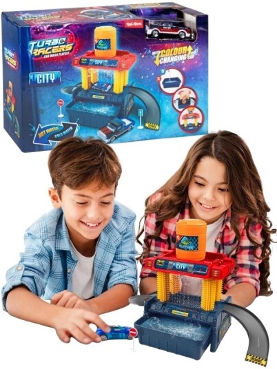 Turbo Racers Bilvaskestasjon Lekesett Med Fargeskiftende Bil Turbo Racers Bilvaskestasjon Lekesett Med Fargeskiftende Bil