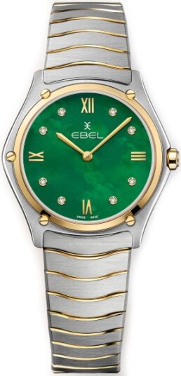 Ebel Dameklokke 1216545 Classic Grønn/18 karat gult gull Ø33 mm