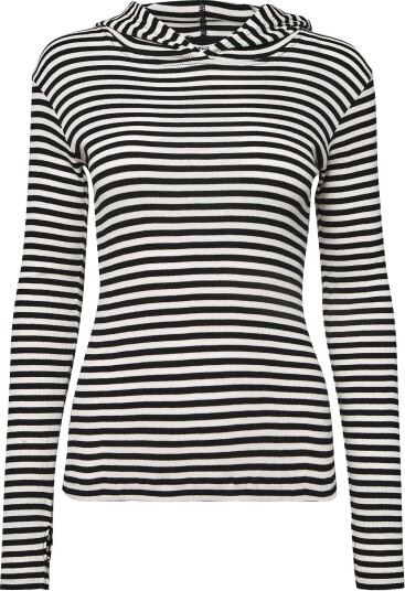 Mads Nørgaard 2X2 Cotton Stripe Tutti Hood   BLACK/VANILLA ICE   XL