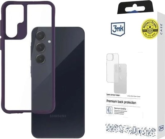 3mk Satin Armor Case+ Purple for Samsung Galaxy A55 5G Transparent