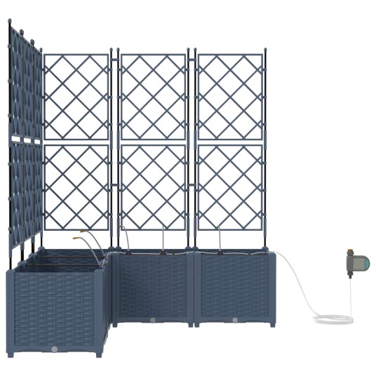 Plantekasse med trellis 2 stk Grå 80x40x125.5 cm