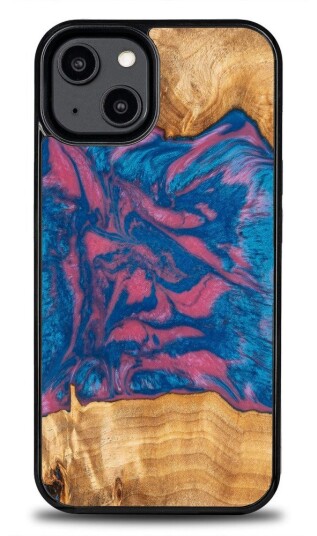 Tre- Og Harpiksdeksel Til Iphone 15 Bewood Unique Vegas - Rosa Og Blå
