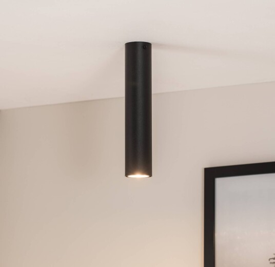 EMIBIG LIGHTING Tecno 1M downlight stål GU10 høyde 30 cm svart