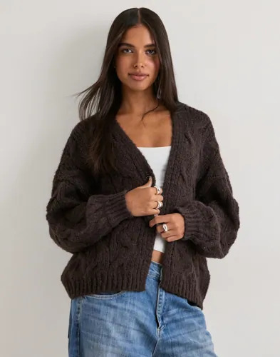 Vero Moda Brun Vmmaybe Ls Open Cable Cardigan Noos