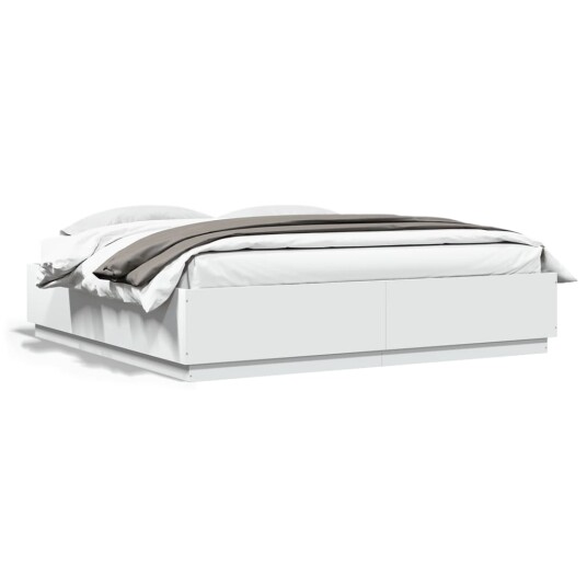 Sengeramme med LED-lys hvit 180x200 cm konstruert tre 8721012273252