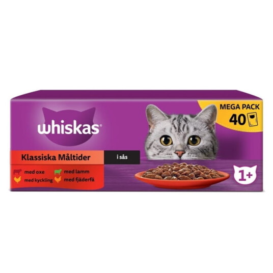 Whiskas 1+ Okse Lam Och Kylling I Saus 40X85 G