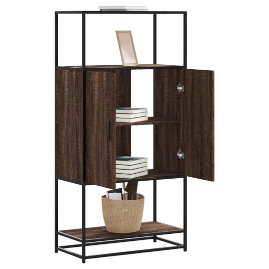 Highboard brun eik 68x35x139 cm konstruert tre og metall 8721102841026