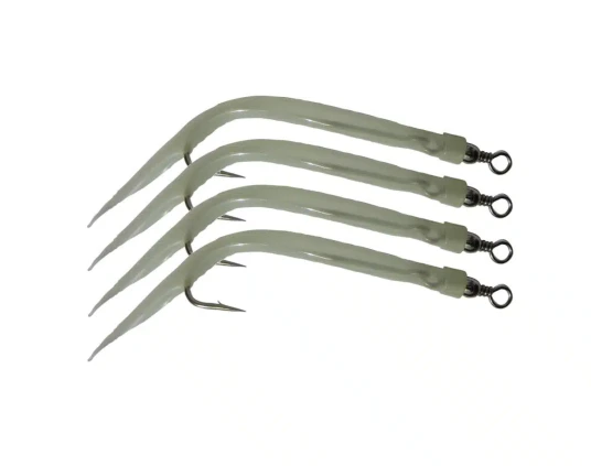 Wiggler gummimakk - 4pk lysende - #4/0