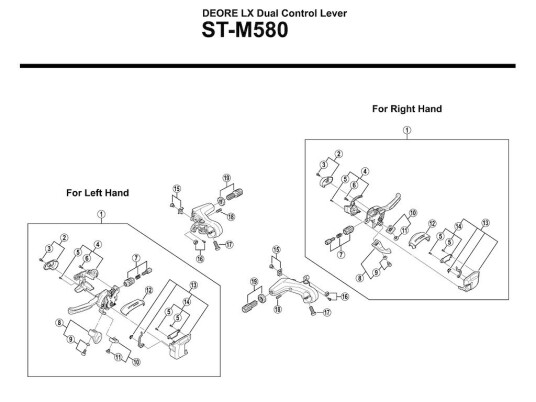 Shimano Deore LX deksel til høyre bund på girspak modell ST M580