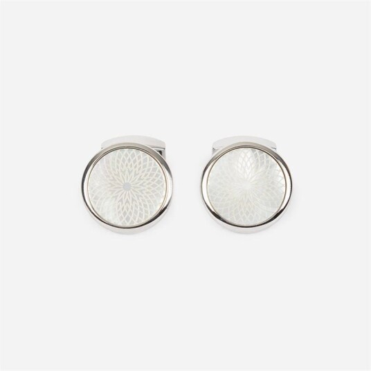 Tateossian Guilloche Round Stud Set White Mop Tateossian Guilloche Round Stud Set White Mop