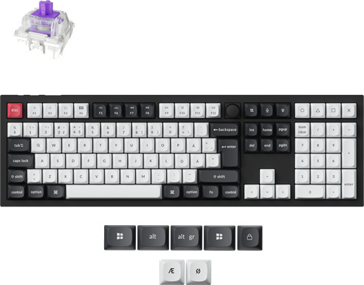 Keychron Q6 HE Mekanisk Gamingtastatur med Gateron 2.0 Hall Effect Brytere Svart Trådløs