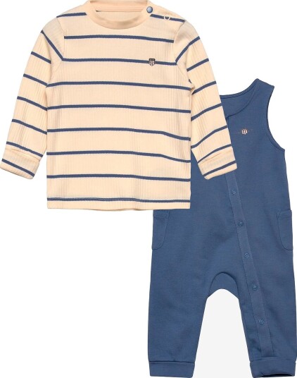 Gant Kids Striped Ls & Dungaree Set SALTY SEA 98 Gant Kids Striped Ls & Dungaree Set SALTY SEA 98