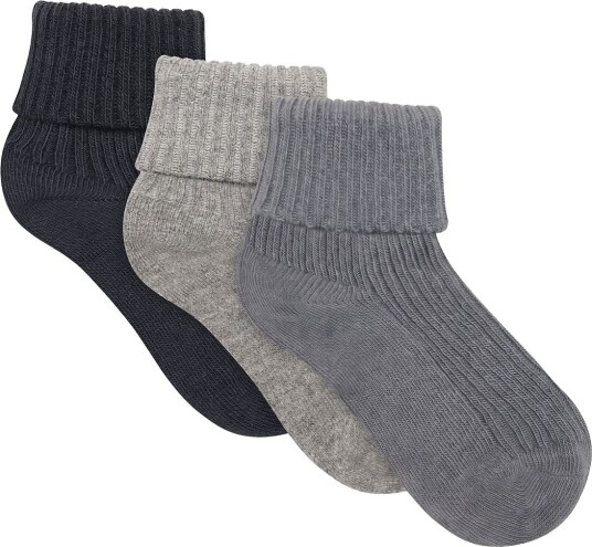 Minymo Baby 2X2 Rib Sock (3 Pack) BLAU GRAY 11\14