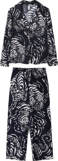 Desmond and Dempsey Tigress Jersey Long Pyjama Set   TIGRESS BLACK   L