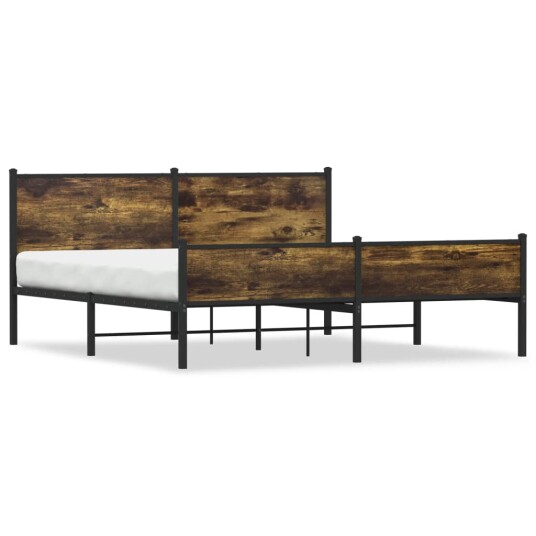 Sengeramme i metall uten madrass røkt eik 160x200 cm 3301386