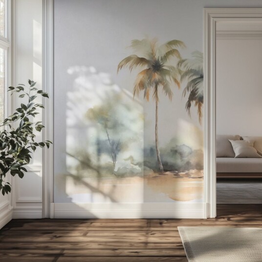 Tapet   Palm Akvarell