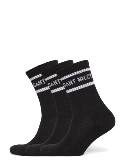Gant Kids Stripe 3 Pack Sport Socks Black ONE SIZE