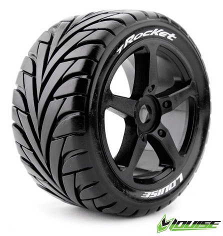 LouiseRC 3250SB T-ROCKET 1/8 Truggy Tires on Black 5-Spoke Wheel