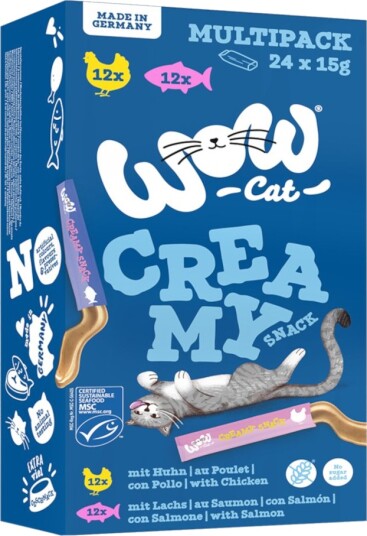 Wow Cat Creamy Snack Mix Pakke 2 Varianter 24 X 15 G