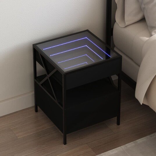  Salongbord med Infinity LED svart 40x40x51 cm 3284101